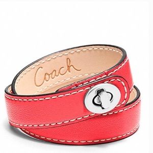 Coach Leather Turnlock Wrap Bracelet